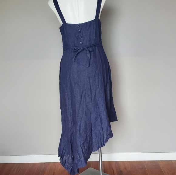 Nordstrom 100% Linen Midi Dress Size 8 - Picture 3 of 9